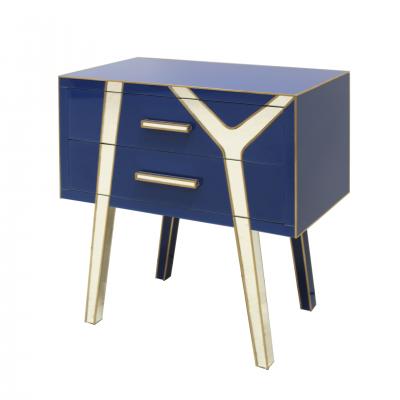 La Studio Contemporary Wood and Glass Italian Pair of Bedside Tables by L A Studio