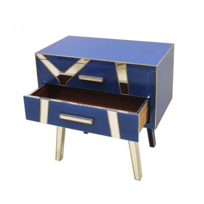 La Studio Contemporary Wood and Glass Italian Pair of Bedside Tables by L A Studio