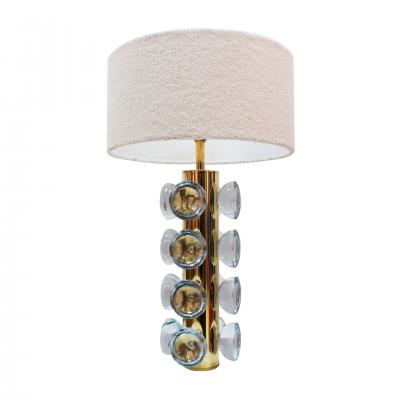  La Studio Pair of Italian Murano Glass and Brass Table Lamps Italy