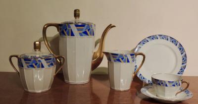  La Vielle Abbaye Art Deco Limoges Coffee Tea Dessert Set