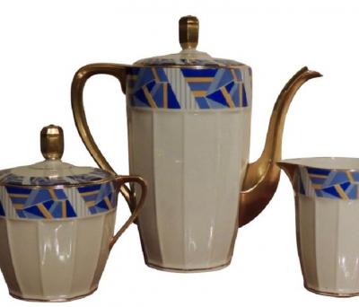  La Vielle Abbaye Art Deco Limoges Coffee Tea Dessert Set