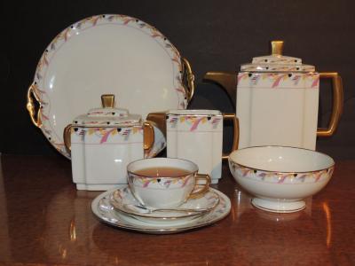  La Vielle Abbaye Art Deco Limoges Tea Coffee Dessert Set Service for 16