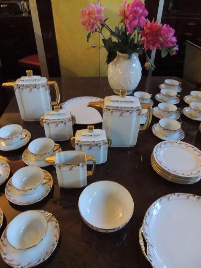  La Vielle Abbaye Art Deco Limoges Tea Coffee Dessert Set Service for 16