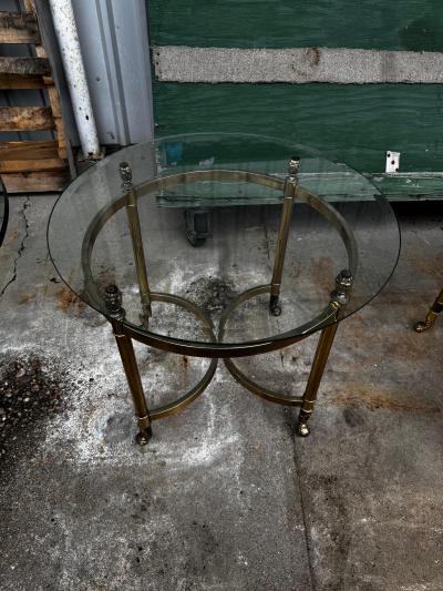  LaBarge Brass and Glass Labarge Style End Table