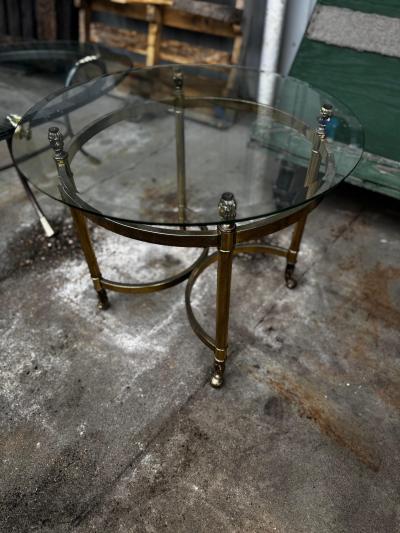 LaBarge Brass and Glass Labarge Style End Table