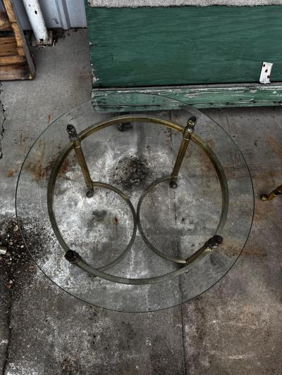  LaBarge Brass and Glass Labarge Style End Table