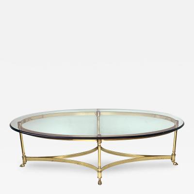  LaBarge LaBarge Hollywood Regency Neoclassical Style Brass Glass Coffee Table