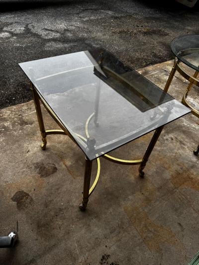  LaBarge LaBarge Style Brass and Glass End Table