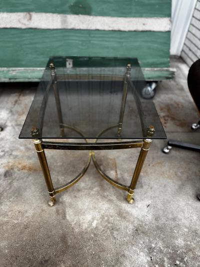  LaBarge LaBarge Style Brass and Glass End Table