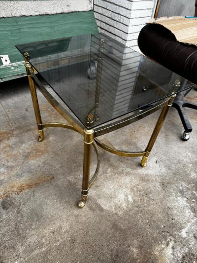  LaBarge LaBarge Style Brass and Glass End Table