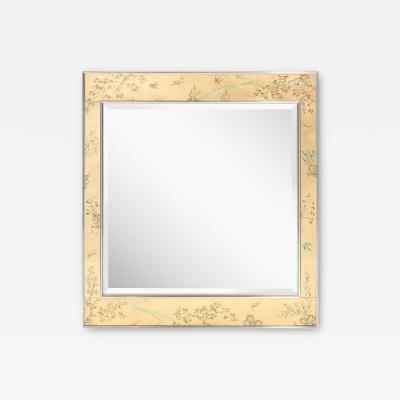  LaBarge Mid Century Gilt Eglomise Chinoiserie Narrative Border Mirror Signed J Beukema