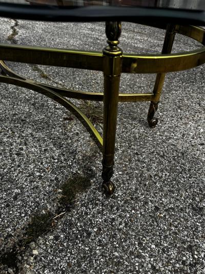  LaBarge Oval Brass and Beveled Glass Labarge Style Coffee Table