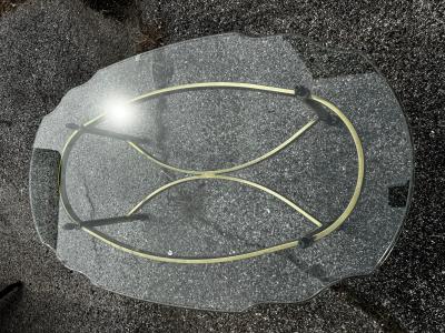  LaBarge Oval Brass and Beveled Glass Labarge Style Coffee Table