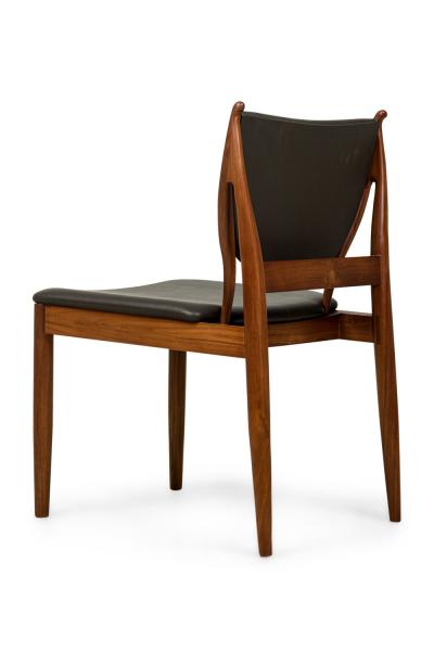  Lagos Contemporary Modern Walnut and Dark Olive Leather Dining Side Chairs