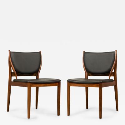  Lagos Contemporary Modern Walnut and Dark Olive Leather Dining Side Chairs