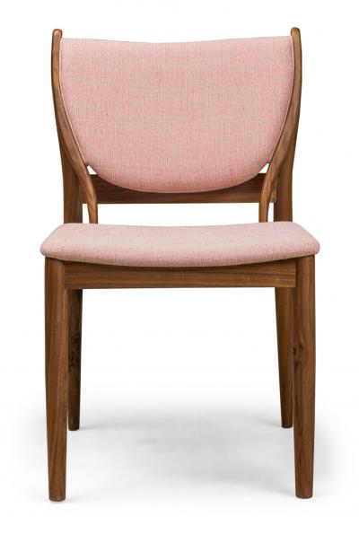  Lagos Modern Walnut and Rose Pink Upholstered Dining Side Chairs