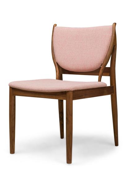  Lagos Modern Walnut and Rose Pink Upholstered Dining Side Chairs