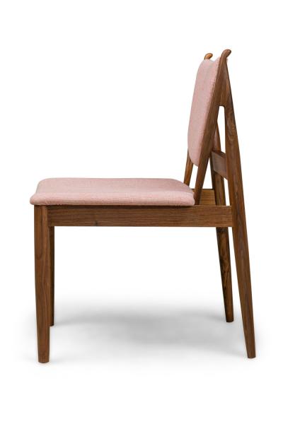  Lagos Modern Walnut and Rose Pink Upholstered Dining Side Chairs