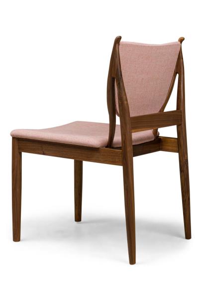  Lagos Modern Walnut and Rose Pink Upholstered Dining Side Chairs