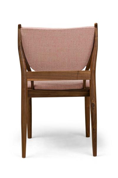  Lagos Modern Walnut and Rose Pink Upholstered Dining Side Chairs