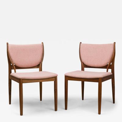  Lagos Modern Walnut and Rose Pink Upholstered Dining Side Chairs