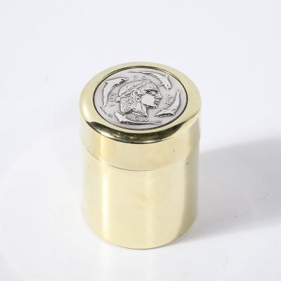  Lalaounis Mid Century Sterling Silver Polished Brass Box of Apollo signed Lalaounis