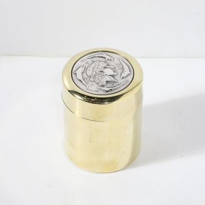  Lalaounis Mid Century Sterling Silver Polished Brass Box of Apollo signed Lalaounis