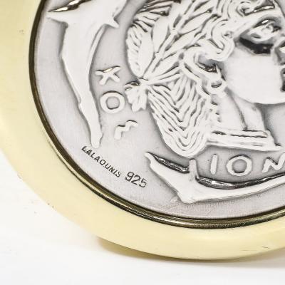  Lalaounis Mid Century Sterling Silver Polished Brass Box of Apollo signed Lalaounis