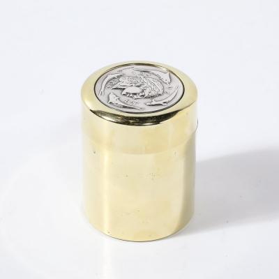  Lalaounis Mid Century Sterling Silver Polished Brass Box of Apollo signed Lalaounis