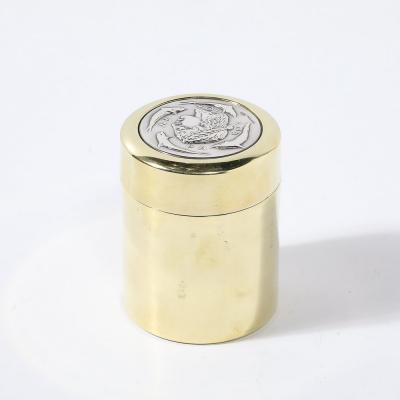  Lalaounis Mid Century Sterling Silver Polished Brass Box of Apollo signed Lalaounis