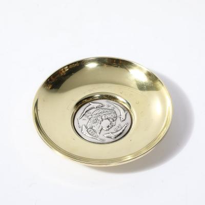  Lalaounis Mid Century Sterling Silver Polished Brass Tray of Apollo signed Lalaounis