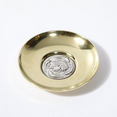  Lalaounis Mid Century Sterling Silver Polished Brass Tray of Apollo signed Lalaounis