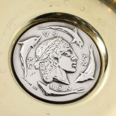  Lalaounis Mid Century Sterling Silver Polished Brass Tray of Apollo signed Lalaounis