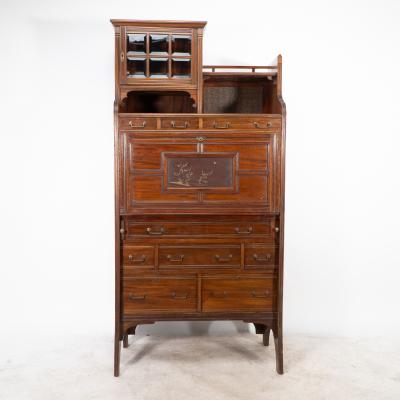 Lambs of Manchester Lambs of Manchester An Anglo Japanese Secretaire Bookcase with Lacquered Panel