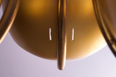  Lamperti Large Italian Modern Brass and Milk Glass Chandelier by Lamperti