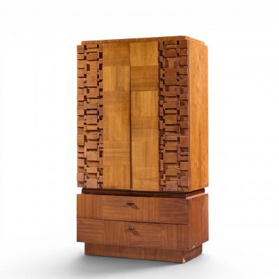  Lane Furniture Lane Brutalist Mid Century Walnut Armoire Dresser