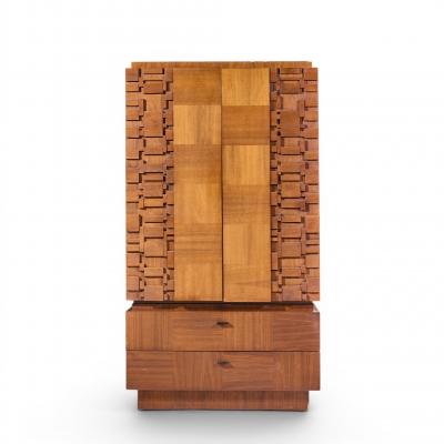  Lane Furniture Lane Brutalist Mid Century Walnut Armoire Dresser