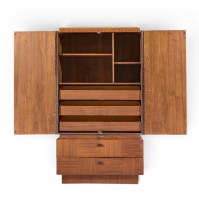 Lane Furniture Lane Brutalist Mid Century Walnut Armoire Dresser