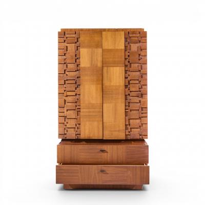  Lane Furniture Lane Brutalist Mid Century Walnut Armoire Dresser