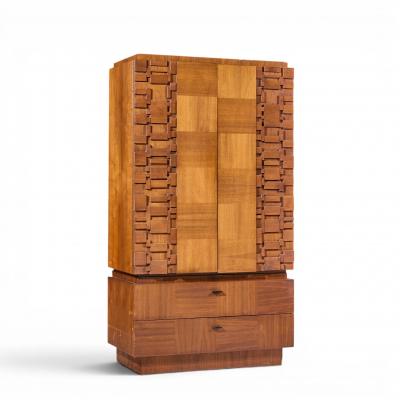  Lane Furniture Lane Brutalist Mid Century Walnut Armoire Dresser