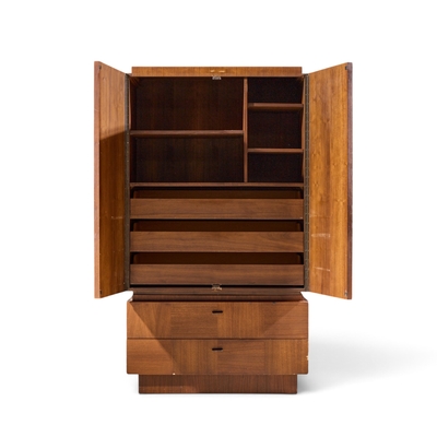  Lane Furniture Lane Brutalist Mid Century Walnut Armoire Dresser