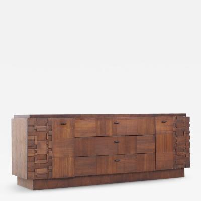  Lane Furniture Lane Brutalist Mid Century Walnut Lowboy Dresser