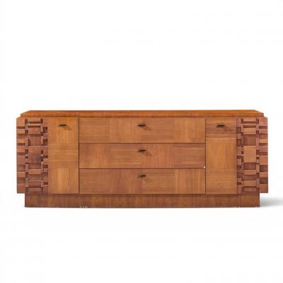  Lane Furniture Lane Brutalist Mid Century Walnut Lowboy Dresser