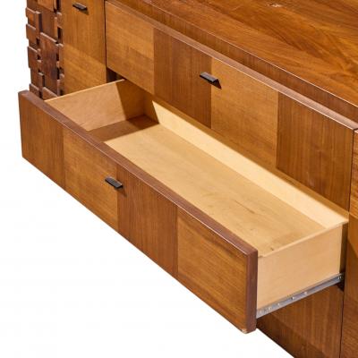  Lane Furniture Lane Brutalist Mid Century Walnut Lowboy Dresser