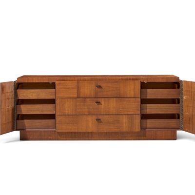  Lane Furniture Lane Brutalist Mid Century Walnut Lowboy Dresser