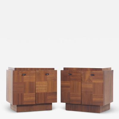  Lane Furniture Lane Brutalist Mid Century Walnut Nightstands Pair