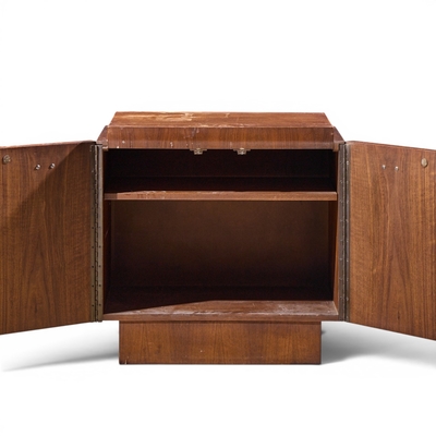  Lane Furniture Lane Brutalist Mid Century Walnut Nightstands Pair