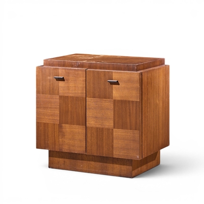  Lane Furniture Lane Brutalist Mid Century Walnut Nightstands Pair