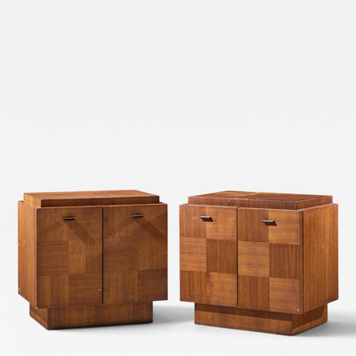  Lane Furniture Lane Brutalist Mid Century Walnut Nightstands Pair