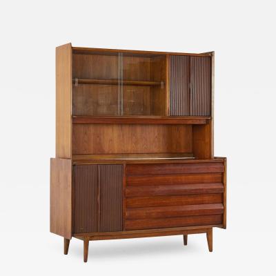  Lane Furniture Lane First Edition Mid Century Walnut Buffet and Hutch